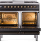 ILVE Nostalgie II 40" Dual Fuel Natural Gas Range in Black with Bronze Trim, UPD40FNMPBKB