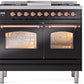 ILVE Nostalgie II 40" Dual Fuel Natural Gas Range in Black with Copper Trim, UPD40FNMPBKP