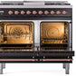 ILVE Nostalgie II 40" Dual Fuel Natural Gas Range in Black with Copper Trim, UPD40FNMPBKP
