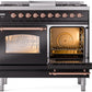 ILVE Nostalgie II 40" Dual Fuel Natural Gas Range in Black with Copper Trim, UPD40FNMPBKP