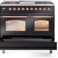 ILVE Nostalgie II 40" Dual Fuel Natural Gas Range in Black with Copper Trim, UPD40FNMPBKP