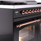 ILVE Nostalgie II 40" Dual Fuel Natural Gas Range in Black with Copper Trim, UPD40FNMPBKP