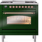 ILVE Nostalgie II 36" Dual Fuel Natural Gas Range in Emerald Green with Copper Trim, UP36FNMPEGP