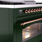 ILVE Nostalgie II 36" Dual Fuel Natural Gas Range in Emerald Green with Copper Trim, UP36FNMPEGP