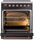 ILVE Nostalgie II 30" Induction Range with Element Stove and Electric Oven in Black with Copper Trim, UPI304NMPBKP
