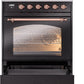 ILVE Nostalgie II 30" Induction Range with Element Stove and Electric Oven in Black with Copper Trim, UPI304NMPBKP