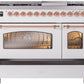 ILVE Nostalgie II 48" Dual Fuel Propane Gas Range in White with Copper Trim, UP48FNMPWHPLP