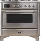 ILVE Majestic II 36" Dual Fuel Propane Gas Range in Stainless Steel with Chrome Trim, UM09FDNS3SSCLP