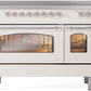 ILVE Nostalgie II 48" Induction Range with Element Stove and Electric Oven in Antique White with Chrome Trim, UPI486NMPAWC