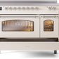 ILVE Nostalgie II 48" Induction Range with Element Stove and Electric Oven in Antique White with Chrome Trim, UPI486NMPAWC