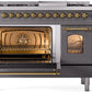 ILVE Nostalgie II 48" Dual Fuel Propane Gas Range in Matte Graphite with Brass Trim, UP48FNMPMGGLP