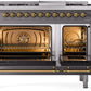 ILVE Nostalgie II 48" Dual Fuel Propane Gas Range in Matte Graphite with Brass Trim, UP48FNMPMGGLP