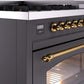 ILVE Nostalgie II 48" Dual Fuel Propane Gas Range in Matte Graphite with Brass Trim, UP48FNMPMGGLP