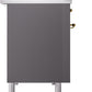 ILVE Nostalgie II 48" Dual Fuel Propane Gas Range in Matte Graphite with Brass Trim, UP48FNMPMGGLP