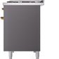 ILVE Nostalgie II 48" Dual Fuel Propane Gas Range in Matte Graphite with Brass Trim, UP48FNMPMGGLP