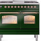 ILVE Nostalgie II 40" Dual Fuel Propane Gas Range in Emerald Green with Copper Trim, UPD40FNMPEGPLP