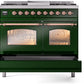 ILVE Nostalgie II 40" Dual Fuel Propane Gas Range in Emerald Green with Copper Trim, UPD40FNMPEGPLP