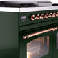 ILVE Nostalgie II 40" Dual Fuel Propane Gas Range in Emerald Green with Copper Trim, UPD40FNMPEGPLP