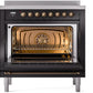 ILVE Nostalgie II 36" Induction Range with Element Stove and Electric Oven in Glossy Black with Chrome Trim, UPI366NMPBKC