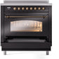 ILVE Nostalgie II 36" Induction Range with Element Stove and Electric Oven in Glossy Black with Chrome Trim, UPI366NMPBKC