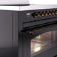 ILVE Nostalgie II 36" Induction Range with Element Stove and Electric Oven in Glossy Black with Chrome Trim, UPI366NMPBKC