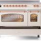 ILVE Nostalgie II 48" Induction Range with Element Stove and Electric Oven in Antique White with Copper Trim, UPI486NMPAWP