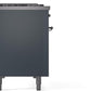 ILVE Nostalgie II 48" Dual Fuel Propane Gas Range in Blue Grey with Chrome Trim, UP48FNMPBGCLP