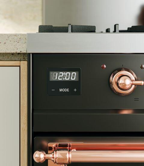 ILVE Nostalgie II 30" Dual Fuel Natural Gas Range in Stainless Steel with Copper Trim, UP30NMPSSP