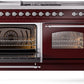 ILVE Nostalgie II 60" Dual Fuel Natural Gas Range in Burgundy with Chrome Trim, UP60FSNMPBUC
