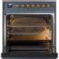 ILVE Nostalgie II 30" Dual Fuel Natural Gas Range in Blue Grey with Brass Trim, UP30NMPBGG