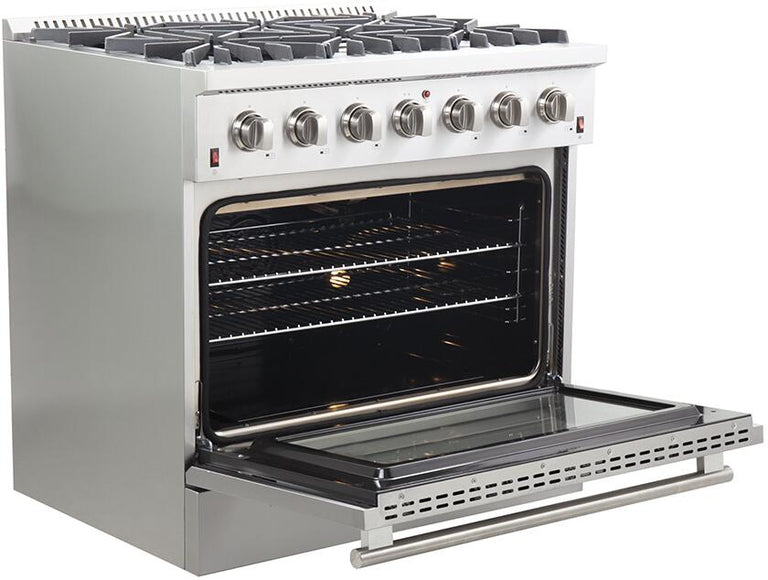 Forno Appliance Package - 36" Gas Range, Dishwasher, 36" Refrigerator, AP-FFSGS6244-36-10