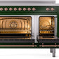 ILVE Nostalgie II 48" Induction Range with Element Stove and Electric Oven in Emerald Green with Copper Trim, UPI486NMPEGP