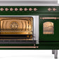 ILVE Nostalgie II 48" Induction Range with Element Stove and Electric Oven in Emerald Green with Copper Trim, UPI486NMPEGP