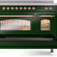 ILVE Nostalgie II 48" Induction Range with Element Stove and Electric Oven in Emerald Green with Copper Trim, UPI486NMPEGP
