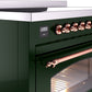 ILVE Nostalgie II 48" Induction Range with Element Stove and Electric Oven in Emerald Green with Copper Trim, UPI486NMPEGP