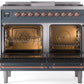 ILVE Nostalgie II 40" Dual Fuel Natural Gas Range in Blue Grey with Copper Trim, UPD40FNMPBGP