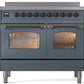 ILVE Nostalgie II 40" Induction Range with Element Stove and Electric Oven in Blue Grey with Bronze Trim, UPDI406NMPBGB