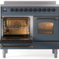 ILVE Nostalgie II 40" Induction Range with Element Stove and Electric Oven in Blue Grey with Bronze Trim, UPDI406NMPBGB