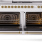 ILVE Nostalgie II 60" Dual Fuel Propane Gas Range in White with Brass Trim, UP60FSNMPWHGLP