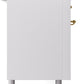 ILVE Nostalgie II 60" Dual Fuel Propane Gas Range in White with Brass Trim, UP60FSNMPWHGLP