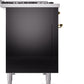 ILVE Nostalgie II 48" Dual Fuel Natural Gas Range in Black with Brass Trim, UP48FNMPBKG