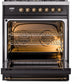 ILVE Nostalgie II 30" Dual Fuel Propane Gas Range in Black with Bronze Trim, UP30NMPBKBLP