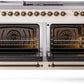 ILVE Nostalgie II 60" Dual Fuel Propane Gas Range in Antique White with Bronze Trim, UP60FSNMPAWBLP