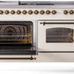 ILVE Nostalgie II 60" Dual Fuel Propane Gas Range in Antique White with Bronze Trim, UP60FSNMPAWBLP