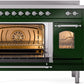 ILVE Nostalgie II 48" Induction Range with Element Stove and Electric Oven in Emerald Green with Chrome Trim, UPI486NMPEGC