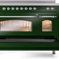 ILVE Nostalgie II 48" Induction Range with Element Stove and Electric Oven in Emerald Green with Chrome Trim, UPI486NMPEGC