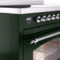 ILVE Nostalgie II 48" Induction Range with Element Stove and Electric Oven in Emerald Green with Chrome Trim, UPI486NMPEGC
