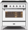 ILVE Majestic II 36" Induction Range with Element Stove and Electric Oven in White with Chrome Trim, UMI09NS3WHC