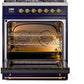 ILVE Nostalgie II 30" Dual Fuel Propane Gas Range in Blue with Brass Trim, UP30NMPMBGLP