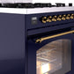 ILVE Nostalgie II 30" Dual Fuel Propane Gas Range in Blue with Brass Trim, UP30NMPMBGLP